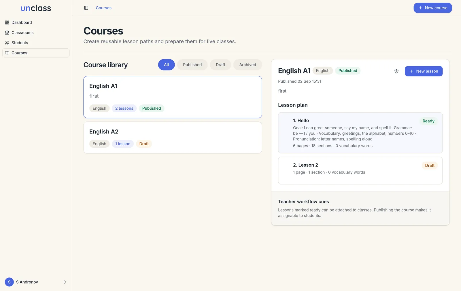 The unclass course library